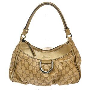 GUCCI Guccissima Abbey One Shoulder Hand Bag Embossing Leather Gold GHW 84TA490